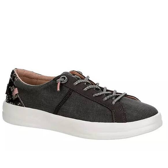 Hey Dude Shoes - Hey Dude Karina Slip On Sneakers Lace Low Top Casual Canvas Black Pink 7